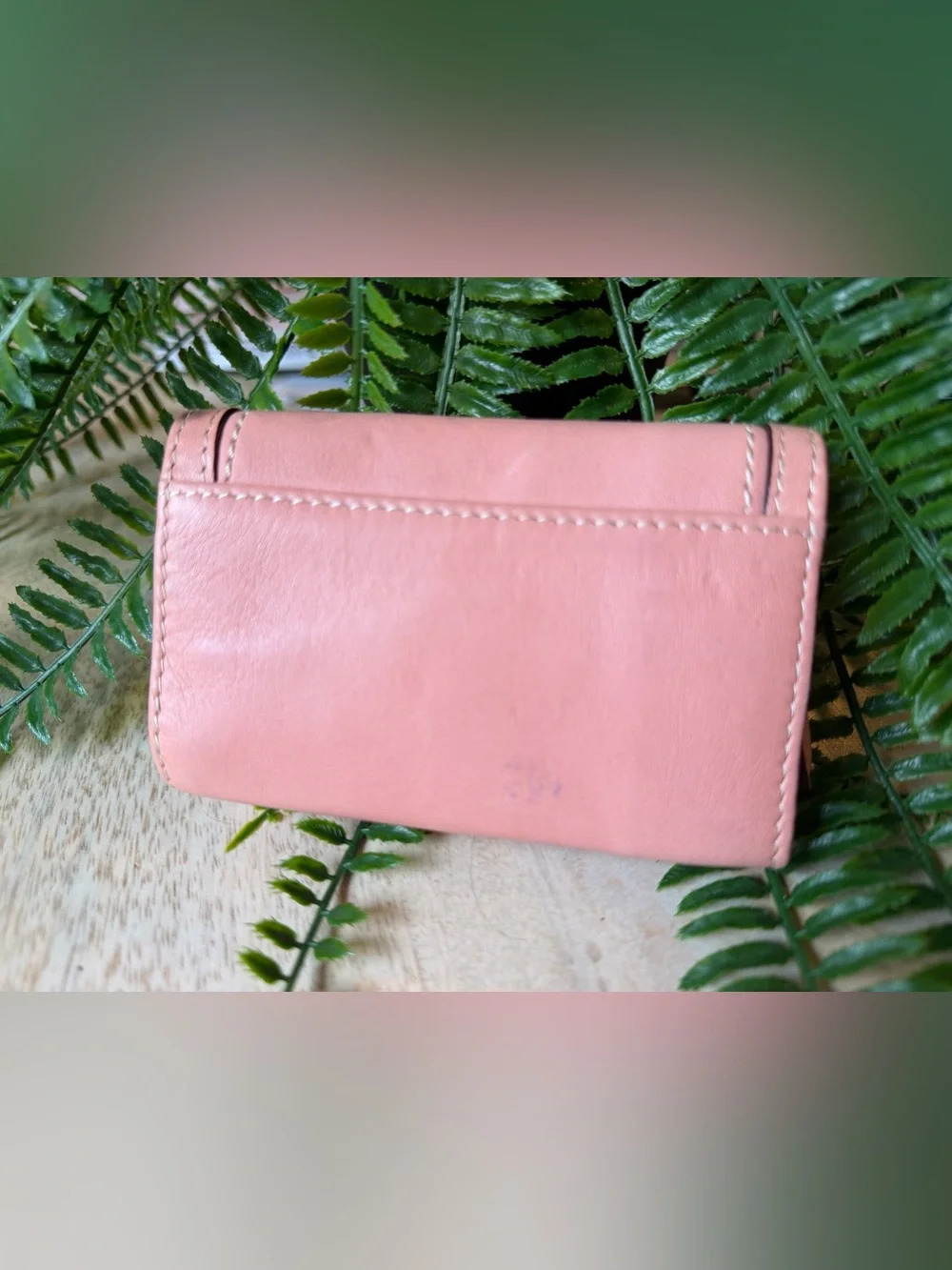 FOSSIL Leather Pink Flap Wallet Never Used Super soft - some marks